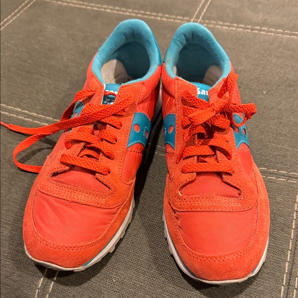Saucony Vibrant Red and Teal Sneakers